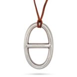 HERMES, A CHAINE D'ANCRE PENDANT CORD NECKLACE, pendent in sterling silver, signed 'Hermes', 4.5c...