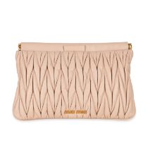 MIU MIU NUDE RUCHED CLUTCH BAG Condition grade A. 27cm long, 18cm high. Nude pink toned ruched ...