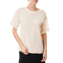 CHANEL VINTAGE IVORY SILK SHORT SLEEVE TOP Condition grade B+. 80cm chest, 65cm length. Short s...