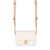 CHANEL, A WHITE CAVIAR LEATHER MEDALLION SQUARE MINI BAG Condition grade A. Produced in 2022. 1...