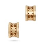 NO RESERVE - GUCCI, A PAIR OF GG LOGO STUD EARRINGS, signed 'Gucci', 1cm, 4g. Include original st...
