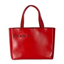 PRADA VINTAGE RED CUT OUT SHOULDER BAG Condition grade A. 33cm long, 24cm high. 17cm strap drop...