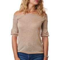 NO RESERVE - PRADA BEIGE RIBBED SLEEVE JUMPER Condition grade B. Size Italian 44. 90cm chest, 5...