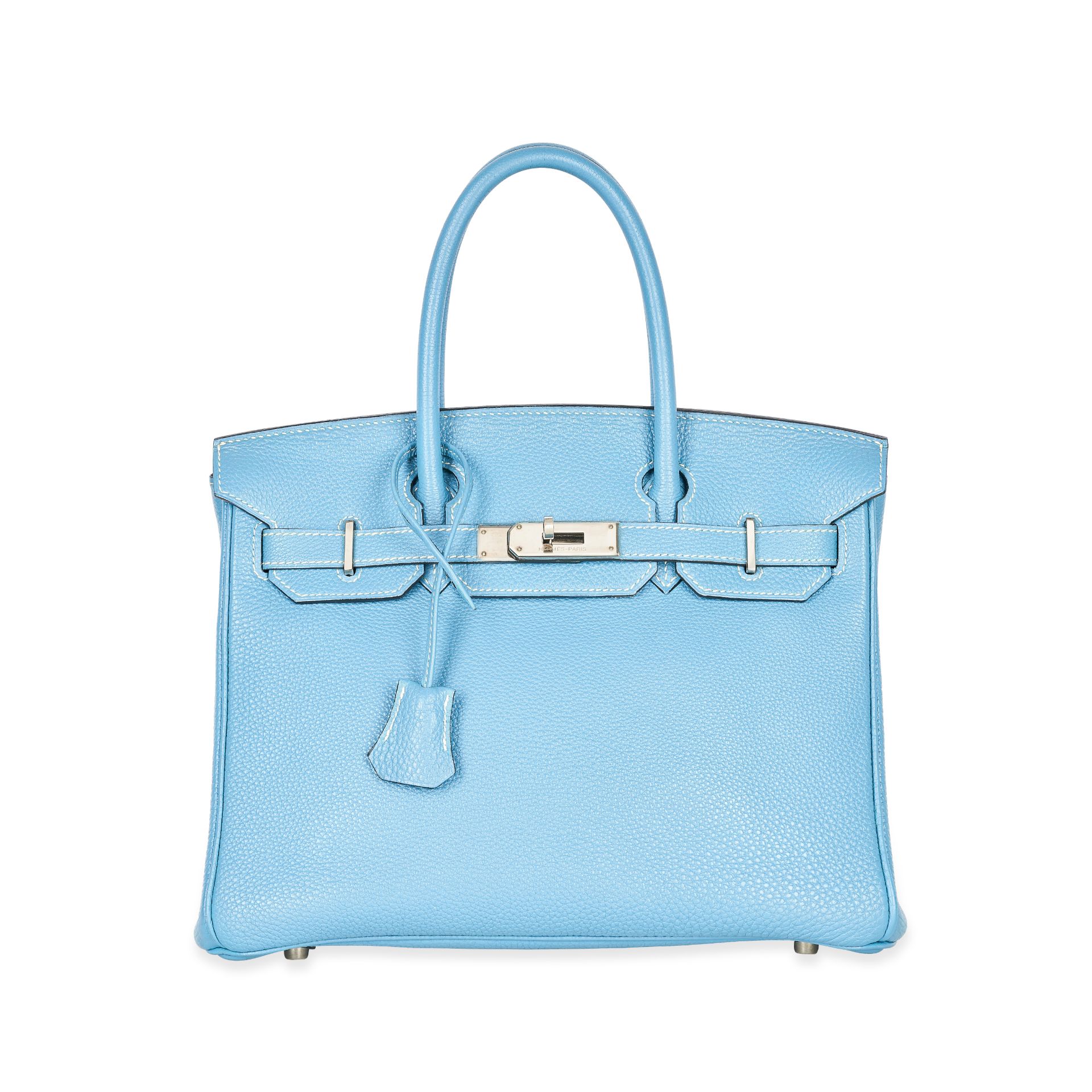 HERMES, A BLEU JEAN BIRKIN 30 BAG Condition grade B.  Produced in 2003. 30cm long, 23cm high. T...