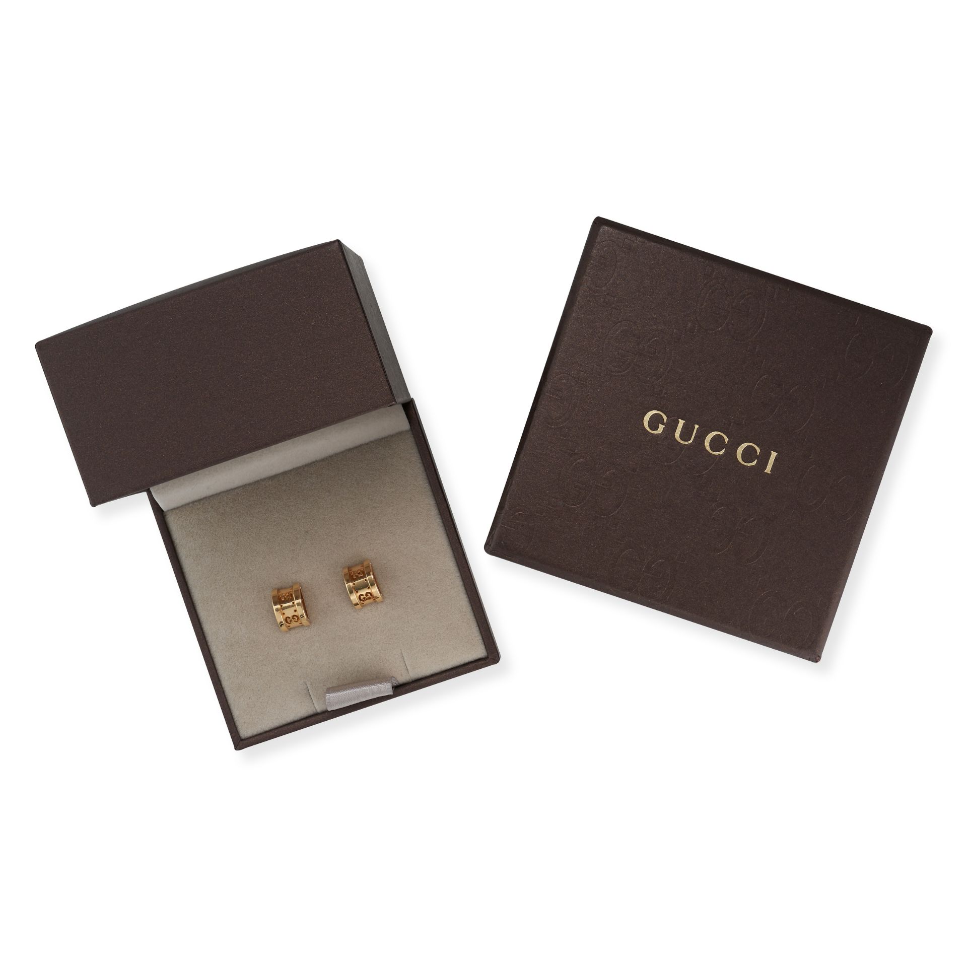 NO RESERVE - GUCCI, A PAIR OF GG LOGO STUD EARRINGS, signed 'Gucci', 1cm, 4g. Include original st... - Image 2 of 2