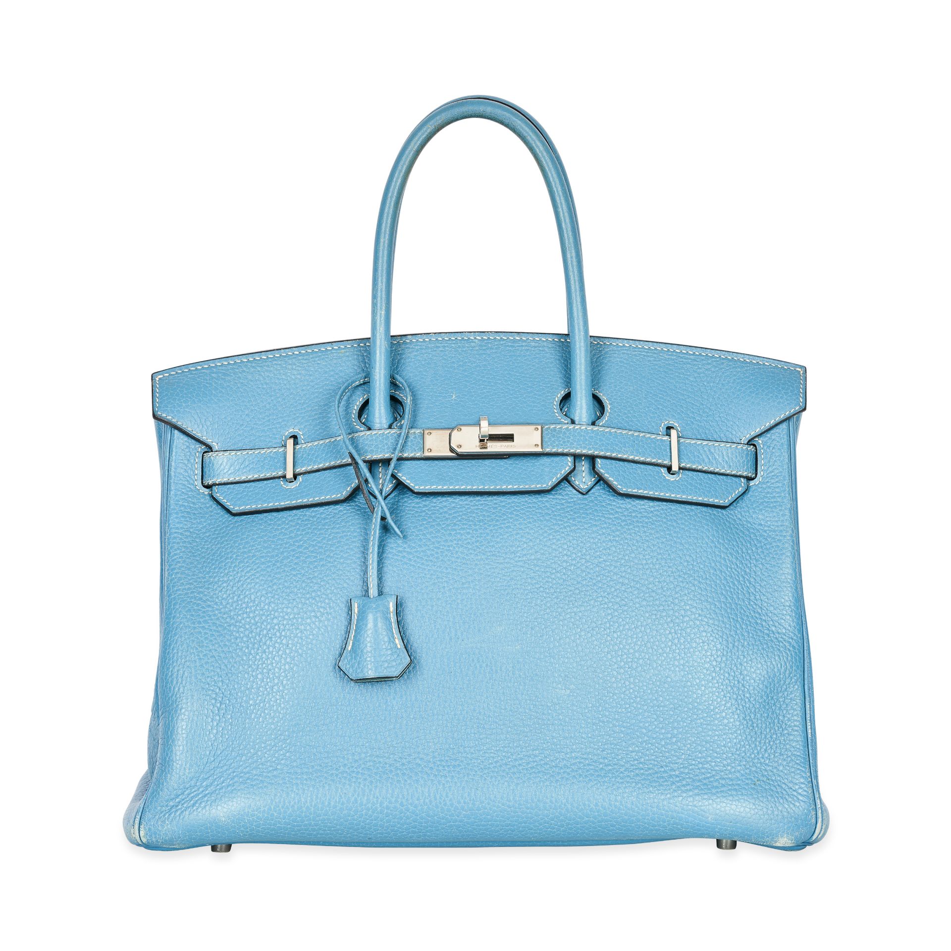 HERMES, A BLEU JEAN BIRKIN 35 BAG Condition grade C. Produced in 2006. 35cm long, 31cm high. To...