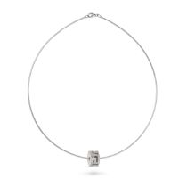 NO RESERVE - A DIAMOND PENDANT NECKLACE in 18ct white gold, comprising an openwork meander style ...