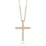 NO RESERVE - A DIAMOND CROSS PENDANT NECKLACE in 18ct yellow gold, the pendant designed as a cros...