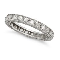 A DIAMOND FULL ETERNITY RING in 18ct white gold, set all around with a row of old cut diamonds, n...