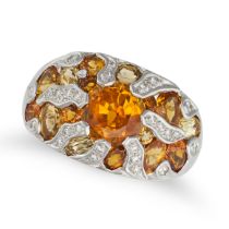 CHANEL, A CITRINE AND DIAMOND DRESS RING in 18ct white gold, set with round and oval cut citrines...