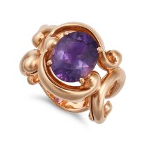 FABERGE, AN AMETHYST ROCOCO DRESS RING in 18ct rose gold, set with an oval cut amethyst of 3.75 c...