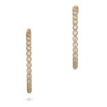 NO RESERVE - A PAIR OF DIAMOND HOOP EARRINGS in 18ct yellow gold, each designed as a hoop set wit...