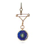 LE ROY ET FILS, AN ANTIQUE FRENCH DIAMOND AND ENAMEL POCKET WATCH BROOCH in yellow gold, the circ...
