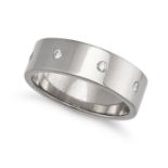 NO RESERVE - A DIAMOND BAND RING in 14ct white gold, the band set with a row of round brilliant c...