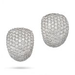 A PAIR OF DIAMOND BOMBE EARRINGS in 18ct white gold, the bombe earrings set with round brilliant ...