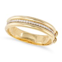 A DIAMOND BANGLE in 18ct yellow gold, set with a row of round brilliant cut diamonds, the diamond...