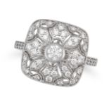 NO RESERVE - A DIAMOND DRESS RING in 18ct white gold, the openwork pierced face set with round br...