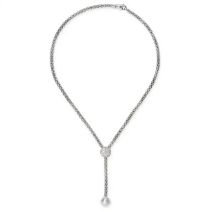 FOPE, A DIAMOND NECKLACE in 18ct white gold, the fancy link chain set with a circular slider of r...