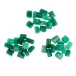 A COLLECTION OF UNMOUNTED EMERALDS octagonal and rectangular step cut emeralds, all totalling 76....