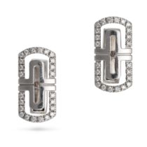 BULGARI, A PAIR OF DIAMOND PARENTESI CUFFLINKS in 18ct white gold, the openwork cufflinks set wit...