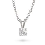 NO RESERVE - A SOLITAIRE DIAMOND PENDANT NECKLACE in 18ct white gold, the pendant set with a roun...