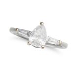 A SOLITAIRE DIAMOND RING in 18ct white gold, set with a pear brilliant cut diamond of 0.84 carat,...