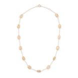 AN OPAL CHAIN NECKLACE in 18ct yellow gold, the trace chain set with cushion cut opals, stamped 7...
