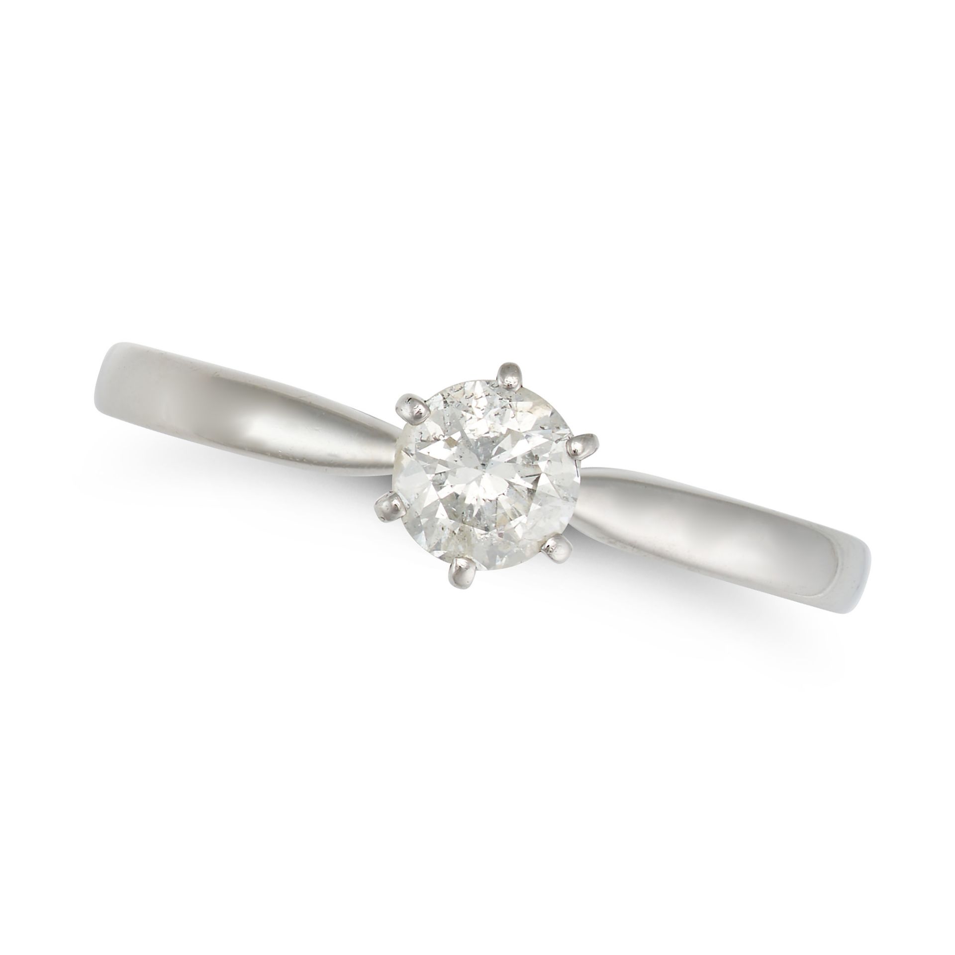 A SOLITAIRE DIAMOND RING in platinum, set with a round brilliant cut diamond of approximately 0.5...