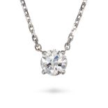 CARTIER, A DIAMOND PENDANT NECKLACE in 18ct white gold, set with a round brilliant cut diamond of...
