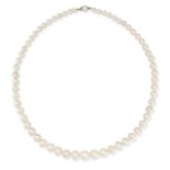 A NATURAL SALTWATER PEARL NECKLACE comprising a row of graduating pearls ranging from 4.2mm to 8....