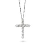 NO RESERVE - A DIAMOND CROSS PENDANT NECKLACE in 18ct white gold, the pendant designed as a cross...