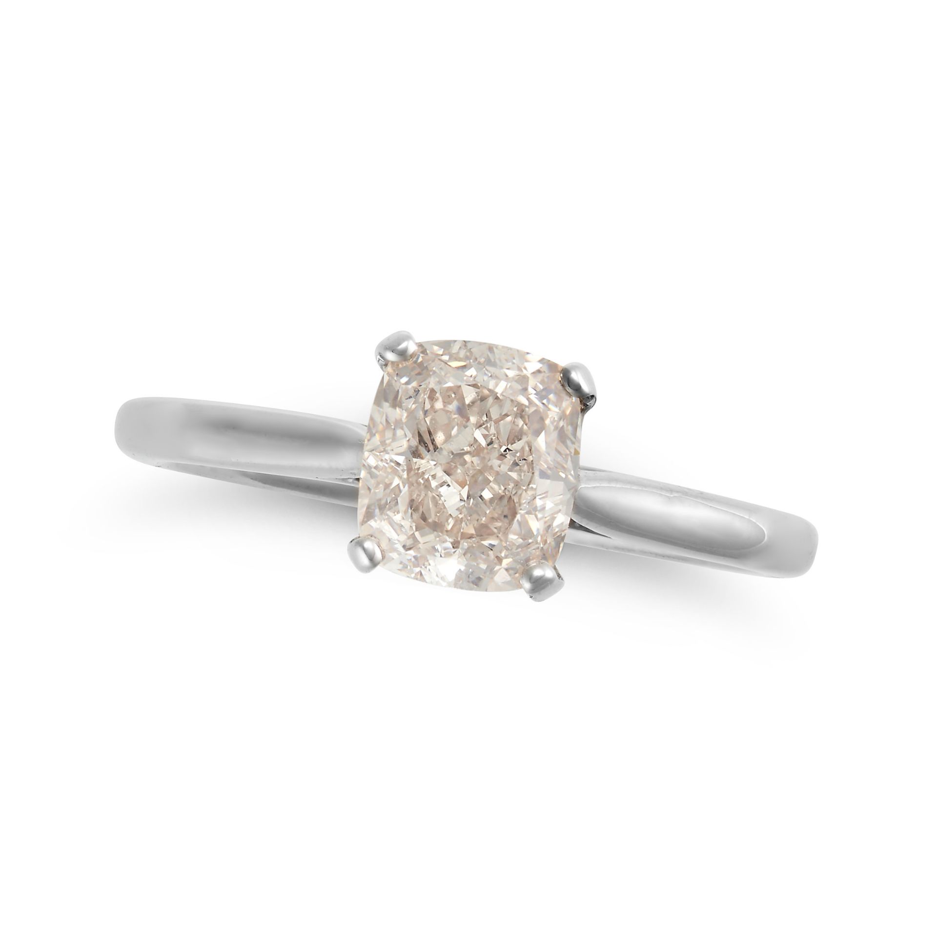 A SOLITAIRE DIAMOND RING in 18ct white gold, set with a radiant cut diamond of 1.53 carats, parti...