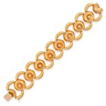 A GOLD BRACELET in yellow gold, comprising a row of openwork fancy links, no assay marks, 18.5cm,...