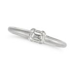 NO RESERVE - A SOLITAIRE DIAMOND RING in platinum, set with an emerald cut diamond of approximate...