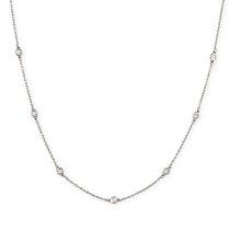 NO RESERVE - A DIAMOND CHAIN NECKLACE in 18ct white gold, comprising a trace chain set with round...