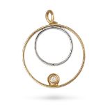 NO RESERVE - A DIAMOND PENDANT in yellow and white gold, comprising two concentric hoops set with...