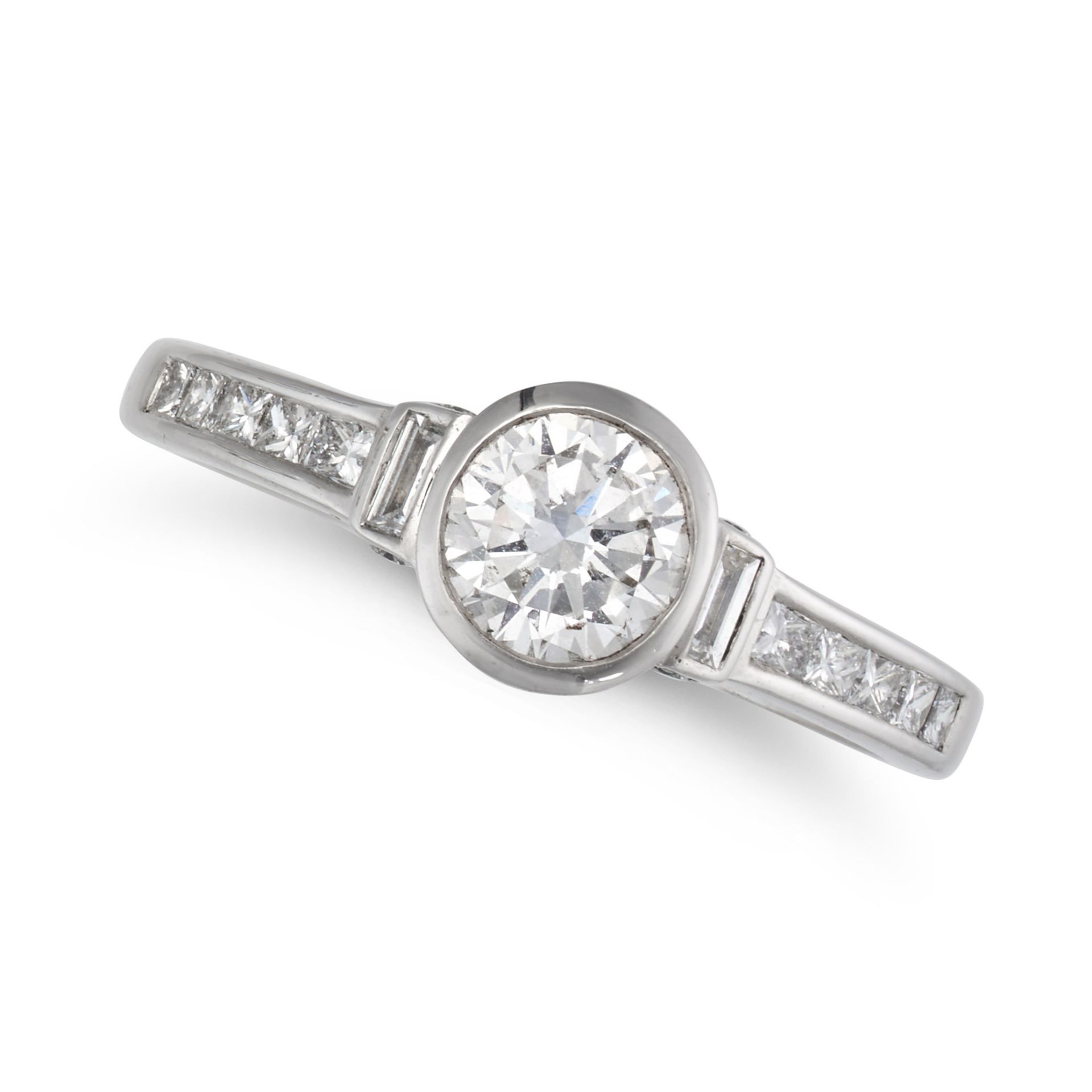 NO RESERVE - A SOLITAIRE DIAMOND RING in 18ct white gold, set with a round brilliant cut diamond ...