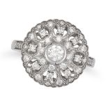 NO RESERVE - A DIAMOND DRESS RING in 18ct white gold, the openwork ring set with a round brillian...