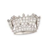 A DIAMOND NAVAL CROWN BROOCH in 18ct white gold and platinum, set throughout with round brilliant...