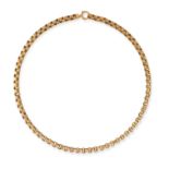 AN ANTIQUE BELCHER CHAIN NECKLACE in yellow gold, comprising a row of textured belcher links, no ...