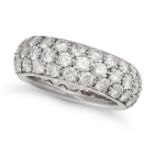 A DIAMOND ETERNITY RING in 18ct white gold, set all around with three rows of round brilliant cut...