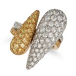 LEO PIZZO, A YELLOW AND WHITE DIAMOND DRESS RING in 18ct white and yellow gold, the bi colour ban...