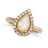 A DIAMOND DRESS RING in 18ct yellow gold, set with a pear cut diamond of approximately 1.19 carat...