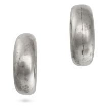 A PAIR OF SILVER HOOP EARRINGS in silver, each in a chunky tapering design, clip fittings, stampe...