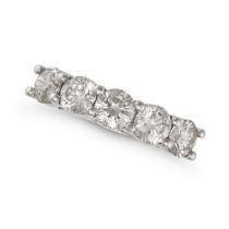 A DIAMOND FIVE STONE RING in 18ct white gold, set with five round brilliant cut diamonds all tota...