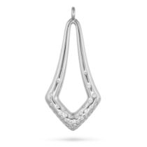 KAT FLORENCE, A DIAMOND PENDANT in platinum, the tapering openwork drop accented on both sides wi...