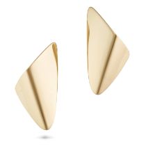 HANS HANSEN FOR GEORG JENSEN, A PAIR OF GOLD CLIP EARRINGS in 18ct yellow gold, in abstract desig...