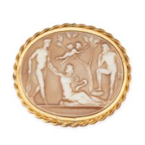 NO RESERVE - THREE CAMEO BROOCHES comprising two brooches set with a shell cameo carved to depict...