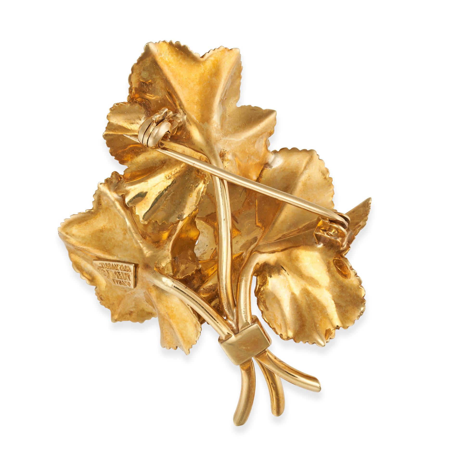 TIFFANY & CO., A VINTAGE RUBY FLOWER BROOCH in 18ct yellow gold, designed as a spray of flowers, ... - Image 2 of 2