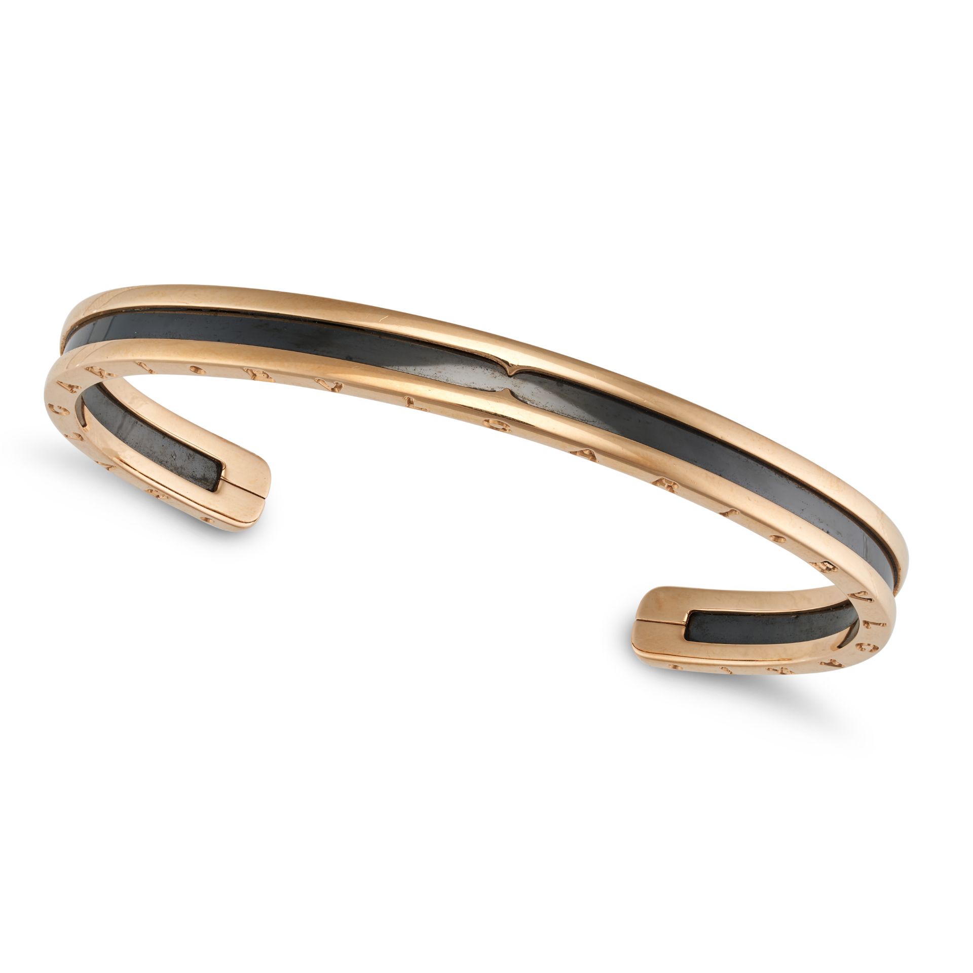 BULGARI, A B.ZERO BANGLE in 18ct rose gold and black steel, the open cuff set with black steel an... - Image 2 of 2